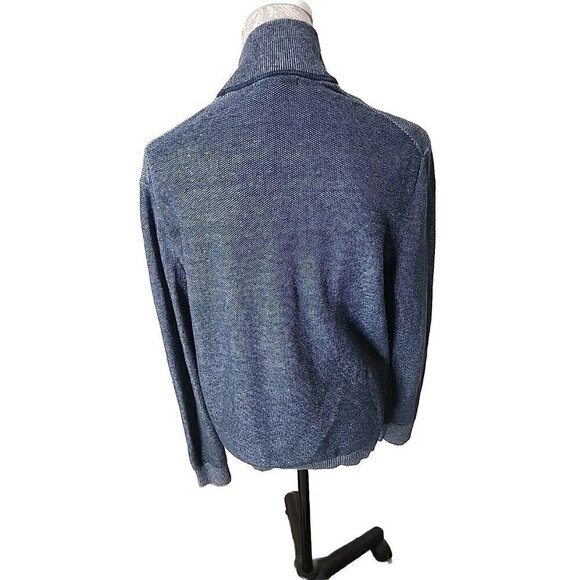 Banana Republic Sweater Jacket Charcoal Blue Full Zip Up Cotton Knit Men Large - Picture 6 of 7